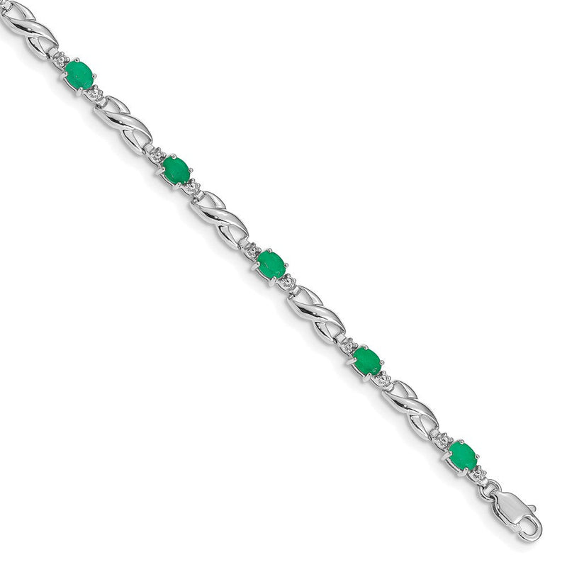 10K Weißgold Diamant und Smaragd Armband