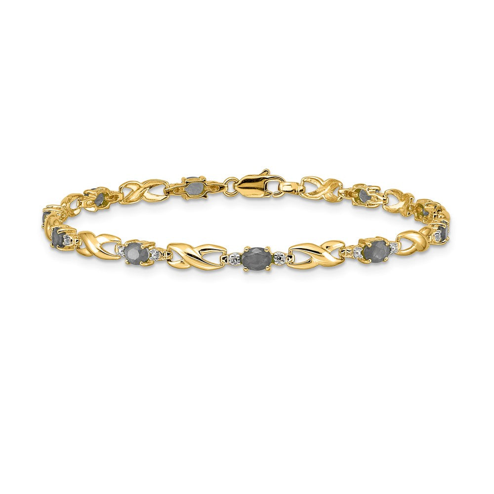 10K Gelbgold Diamant und Oval Smaragd Armband