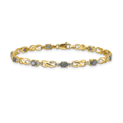 10K Gelbgold Diamant und Oval Smaragd Armband