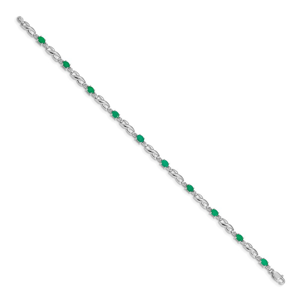 14K Gelbgold-Armband mit natürlichen Smaragden und Diamanten