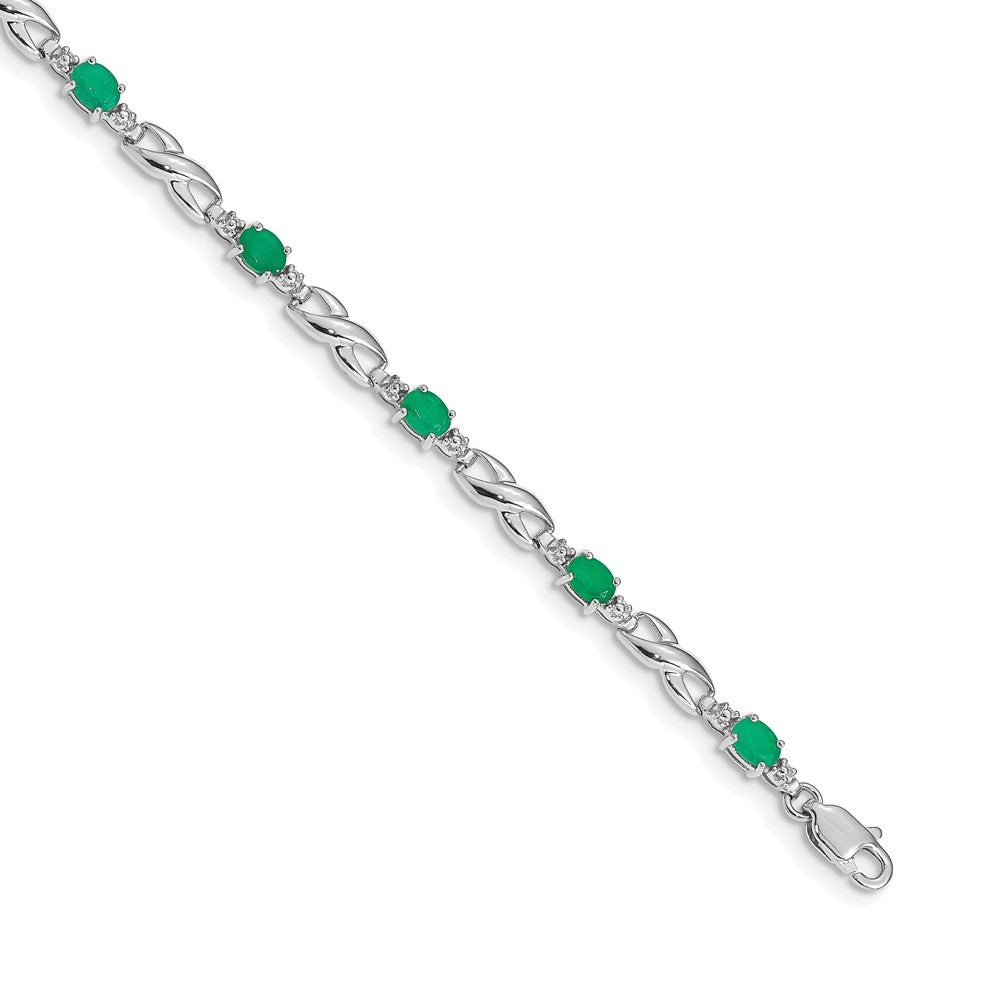 14K Gelbgold-Armband mit natürlichen Smaragden und Diamanten