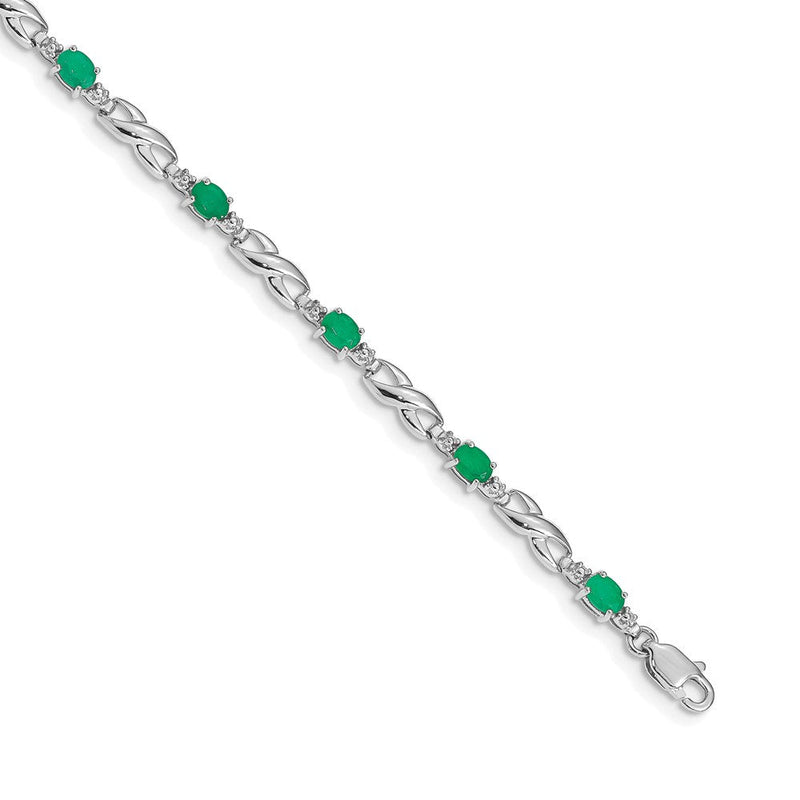 14K Gelbgold-Armband mit natürlichen Smaragden und Diamanten