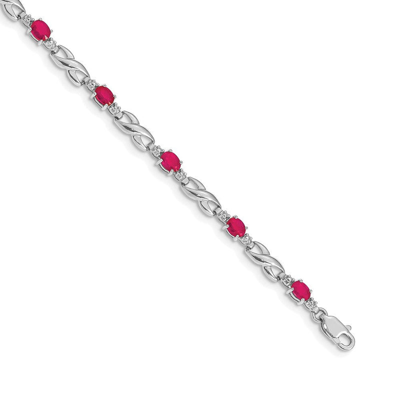 14K Gelbgold Armband mit natürlichen Rubinen und Diamanten