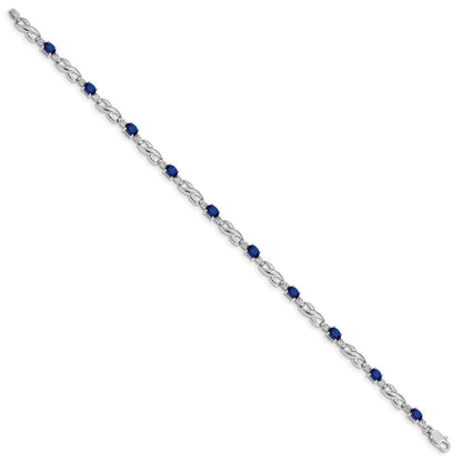 10K Weißgold Diamant und Saphir Armband