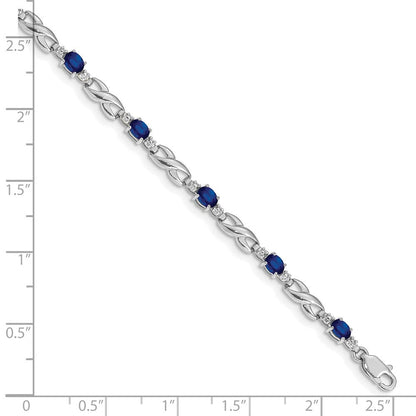 10K Weißgold Diamant und Saphir Armband