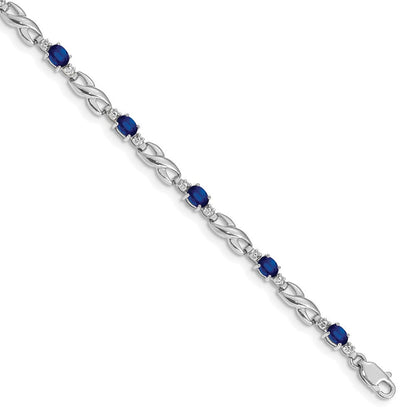 10K Weißgold Diamant und Saphir Armband