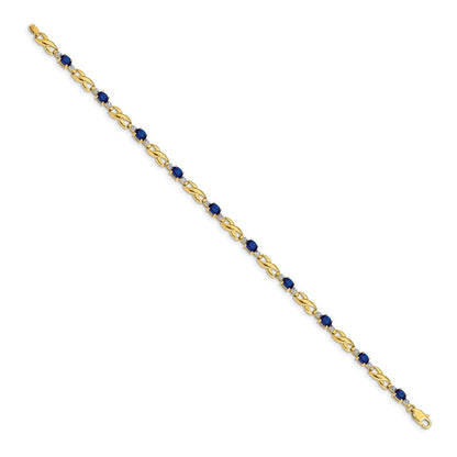 14K Gelbgold Armband mit natürlichen Diamanten und ovalen Saphiren