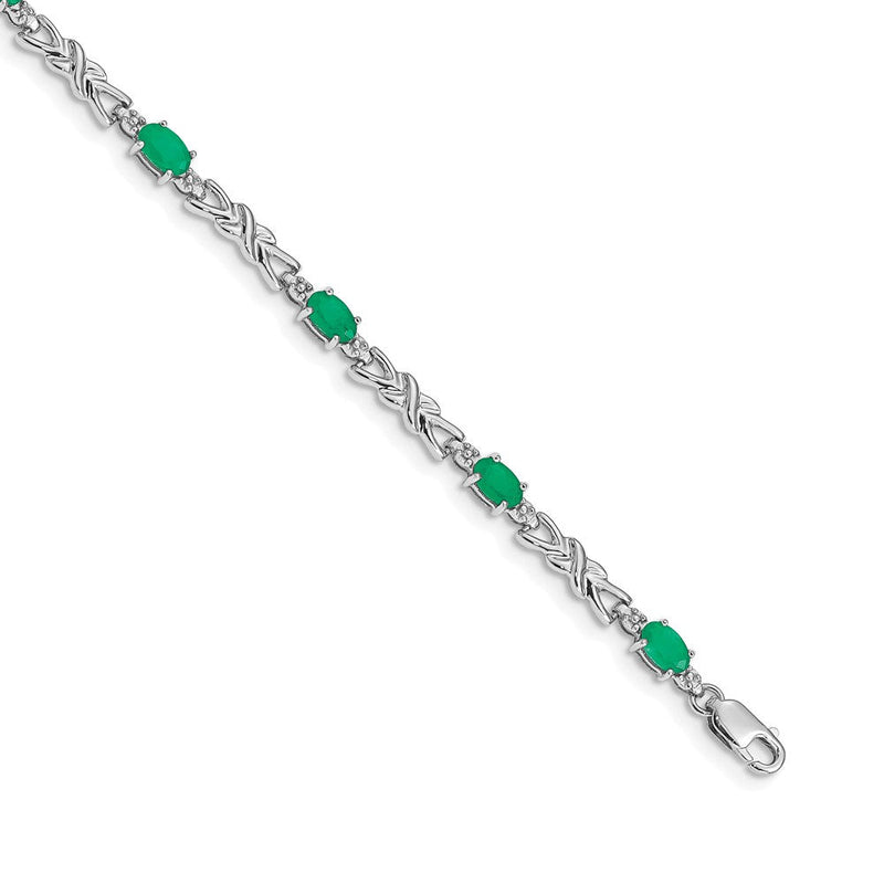 14K Gelbgold Armband mit natürlichen Smaragden und Diamanten