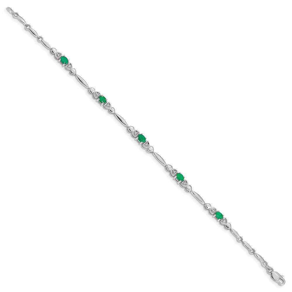 10K Weißgold Diamant und Smaragd Armband