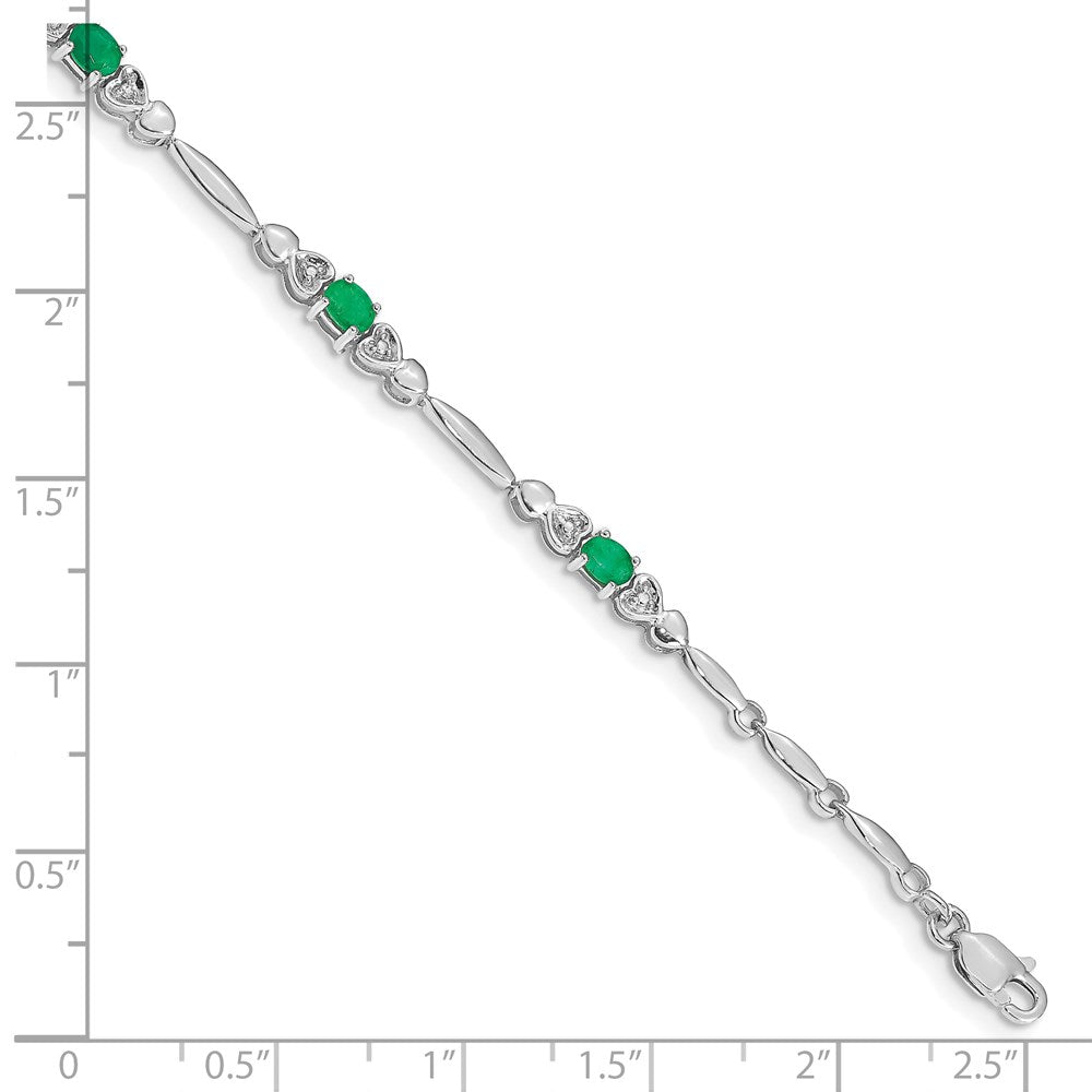 10K Weißgold Diamant und Smaragd Armband