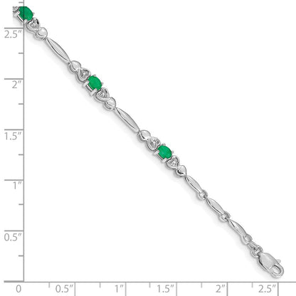 10K Weißgold Diamant und Smaragd Armband