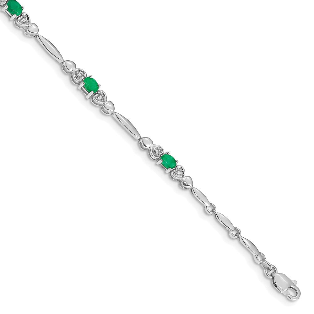 10K Weißgold Diamant und Smaragd Armband