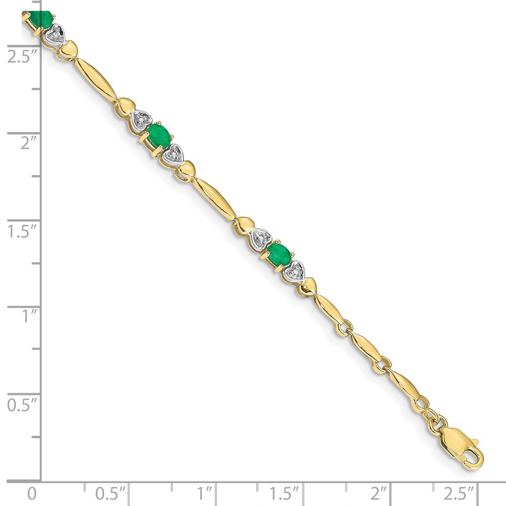 10K Gelbgold Diamant und Smaragd Armband
