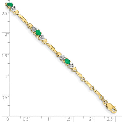 10K Gelbgold Diamant und Smaragd Armband