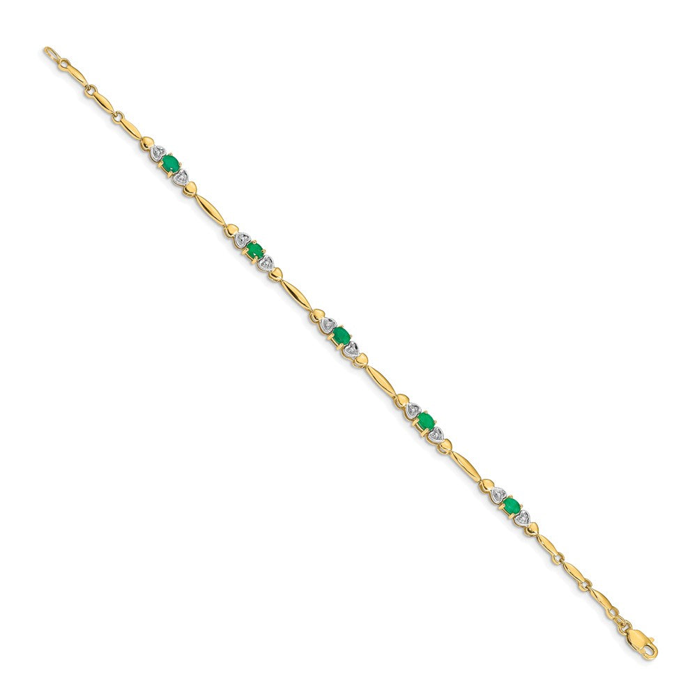 14K Gelbgold Armband mit natürlichen Smaragden und Diamanten