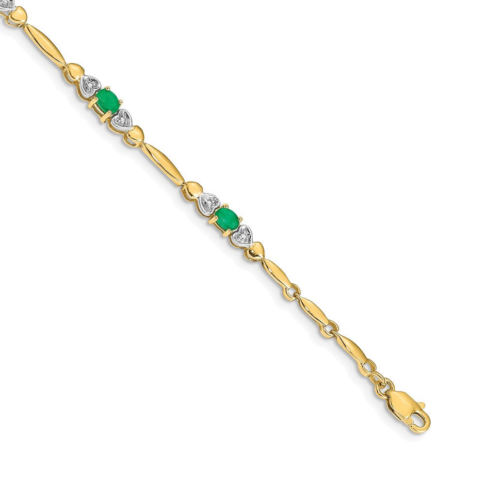 14K Gelbgold Armband mit natürlichen Smaragden und Diamanten