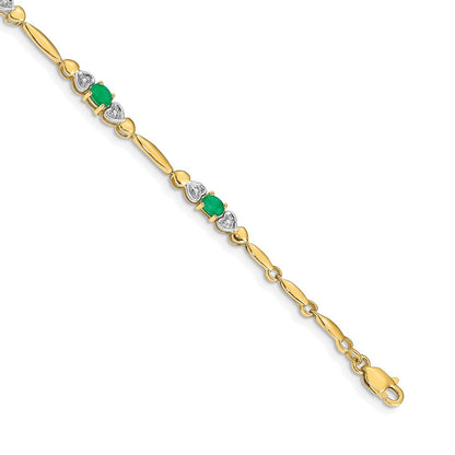 14K Gelbgold Armband mit natürlichen Smaragden und Diamanten