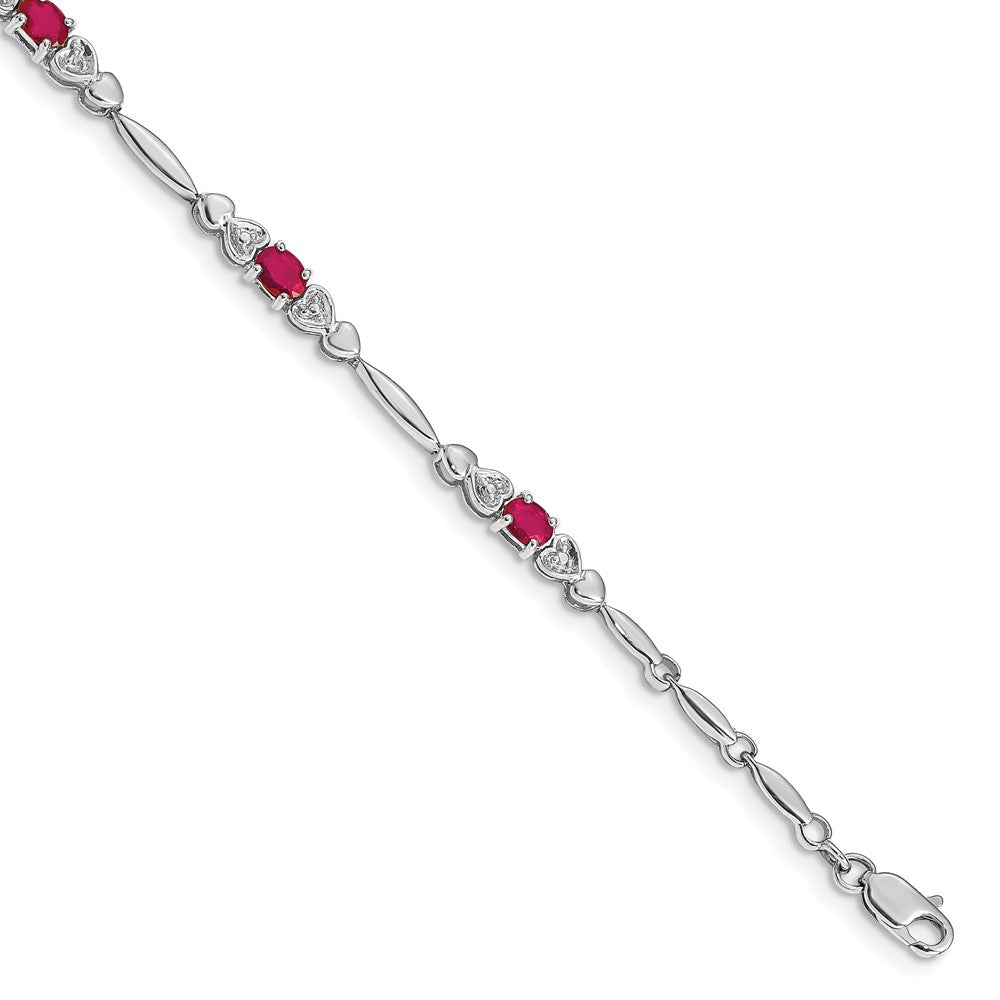10K Weißgold Diamant und Rubin Armband