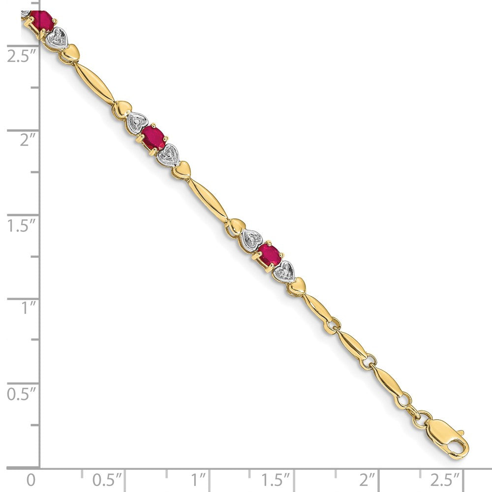 10K Gelbgold Diamant und Rubin Armband