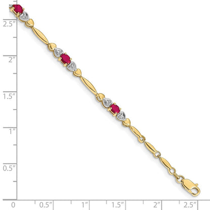 10K Gelbgold Diamant und Rubin Armband