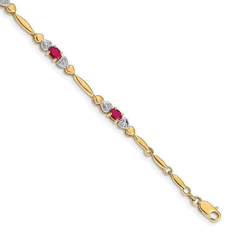10K Gelbgold Diamant und Rubin Armband