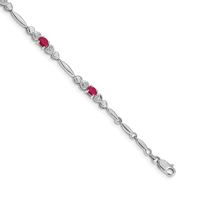 14K Gelbgold Armband mit Rubin und natürlichem Diamant