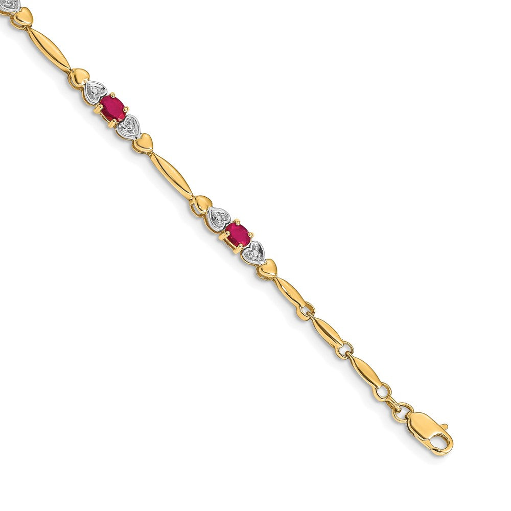 14K Gelbgold Armband mit natürlichen Rubinen und Diamanten