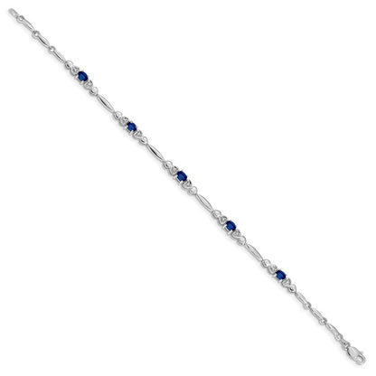 10K Weißgold Diamant und Saphir Armband