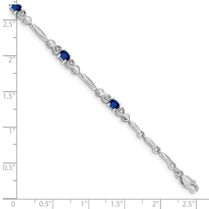10K Weißgold Diamant und Saphir Armband