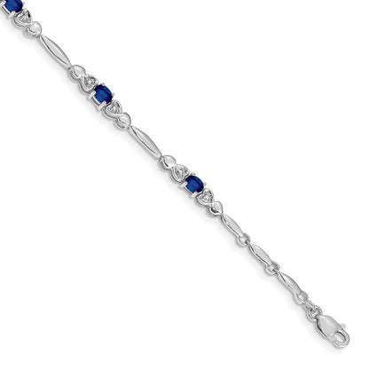 10K Weißgold Diamant und Saphir Armband