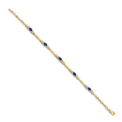 10K Gelbgold Diamant und Saphir Armband