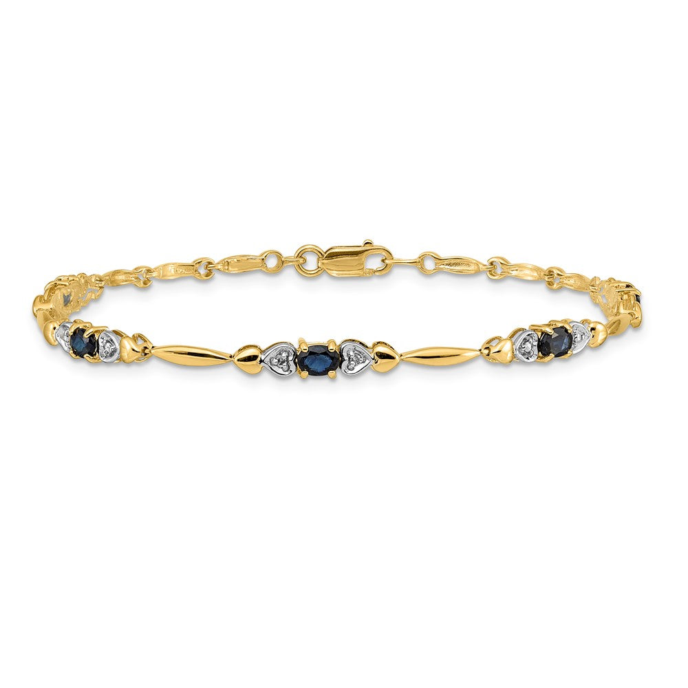 10K Gelbgold Diamant und Saphir Armband