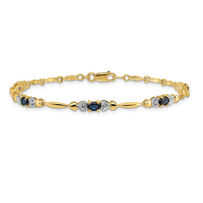 10K Gelbgold Diamant und Saphir Armband