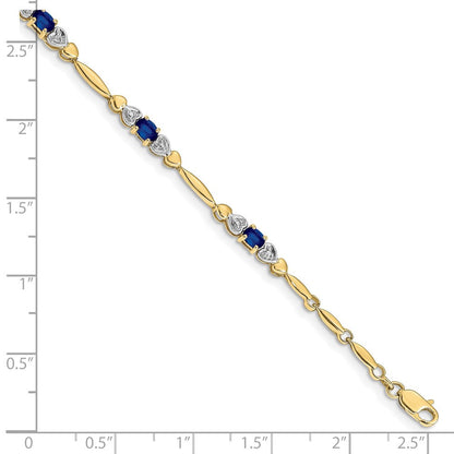 10K Gelbgold Diamant und Saphir Armband