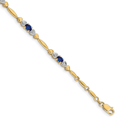 10K Gelbgold Diamant und Saphir Armband