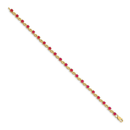 14K Gelbgold Armband mit rundem Rubin