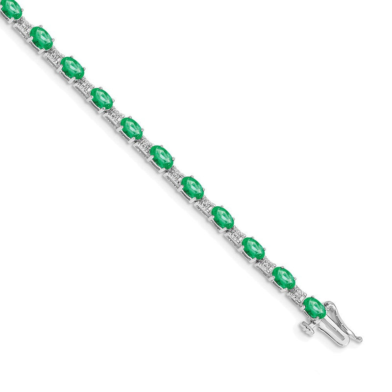14K Gelbgold-Armband mit natürlichen Smaragden und Diamanten