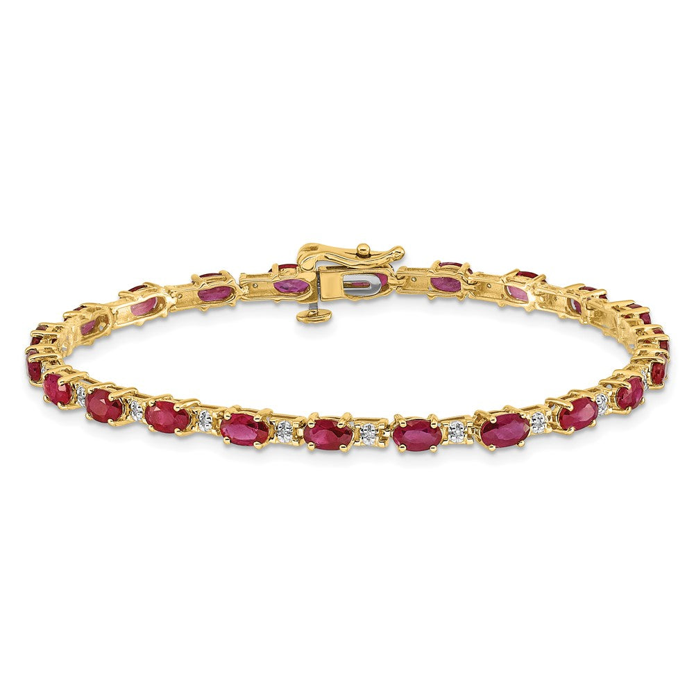 10K Gelbgold Diamant und Rubin Armband
