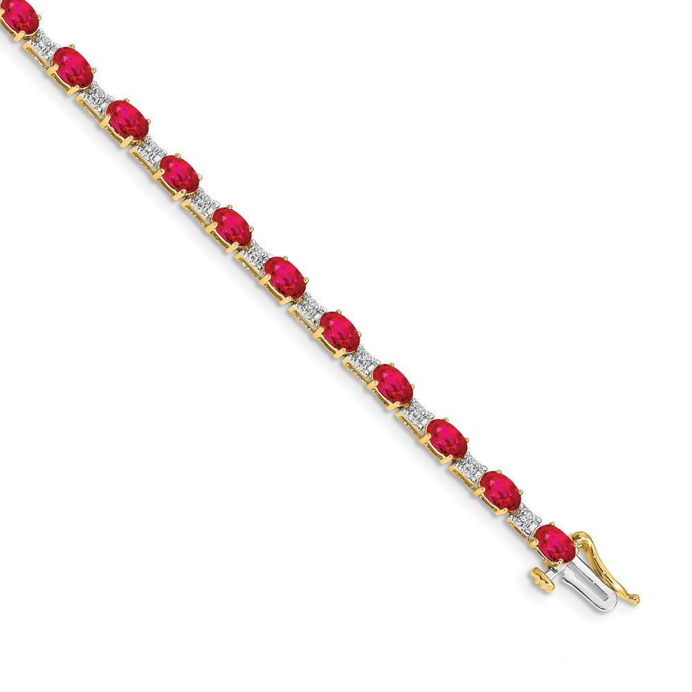 10K Gelbgold Diamant und Rubin Armband