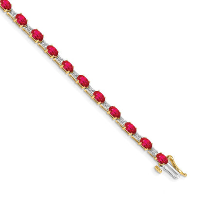 10K Gelbgold Diamant und Rubin Armband