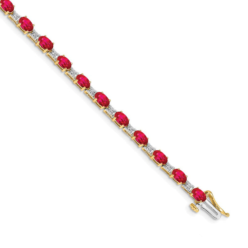 10K Gelbgold Diamant und Rubin Armband