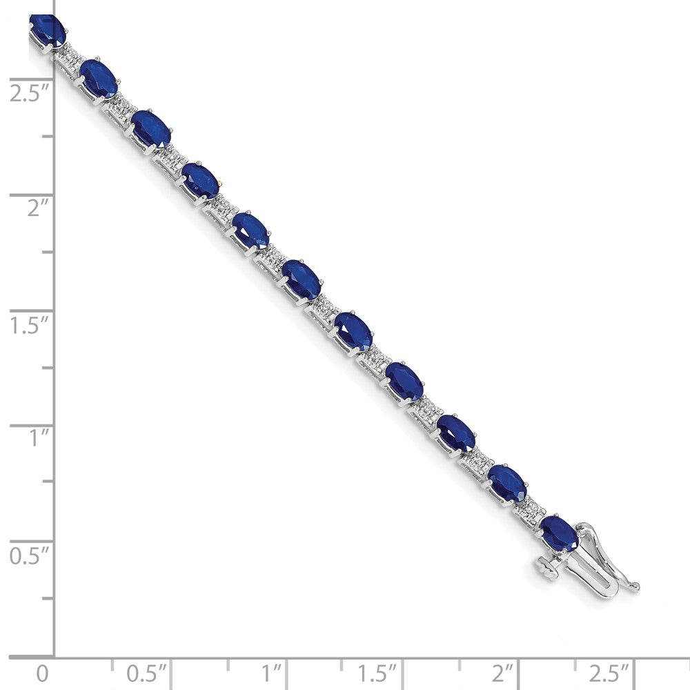 10K Weißgold Diamant und Saphir Armband