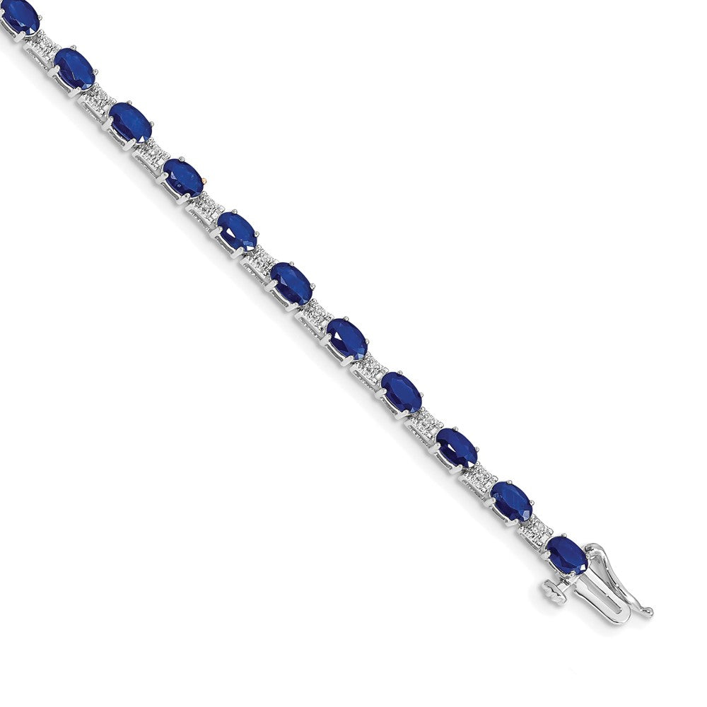 10K Weißgold Diamant und Saphir Armband