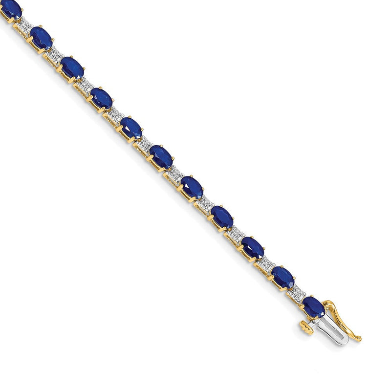 14K Gelbgold Armband mit natürlichen Saphiren und Diamanten