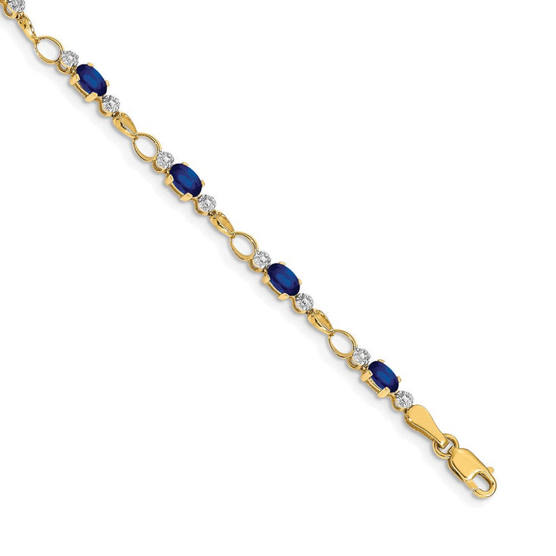 14K Gelbgold Panzerarmband mit offenen Gliedern, Saphire und Diamanten