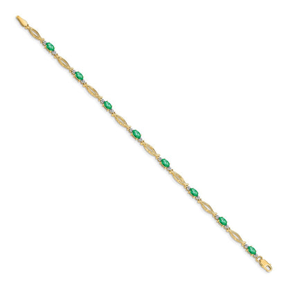 10K Gelbgold Diamant und Smaragd Armband