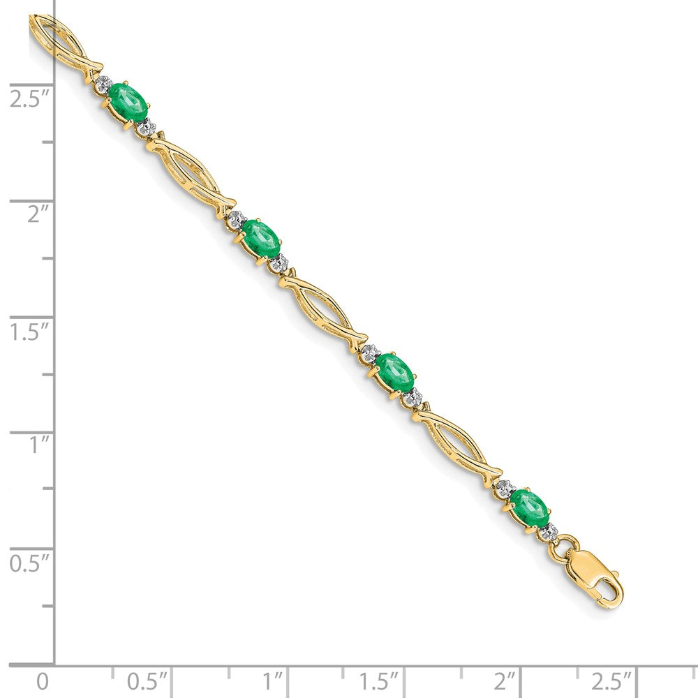 10K Gelbgold Diamant und Smaragd Armband