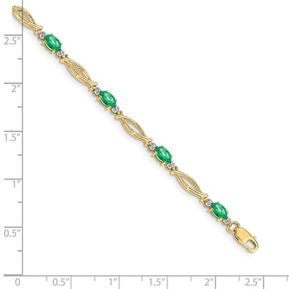 10K Gelbgold Diamant und Smaragd Armband