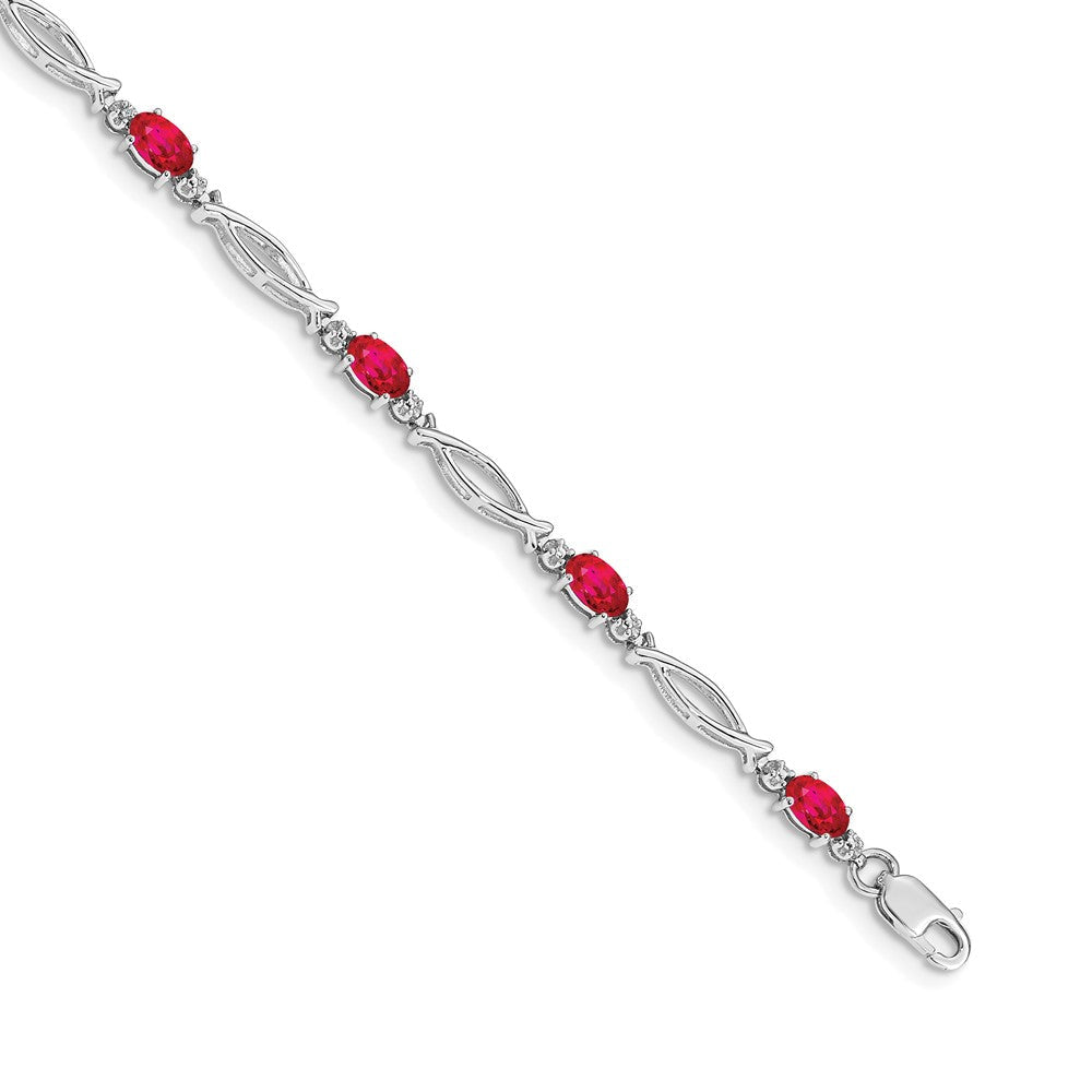 14K Gelbgold Armband mit natürlichen Rubinen und Diamanten