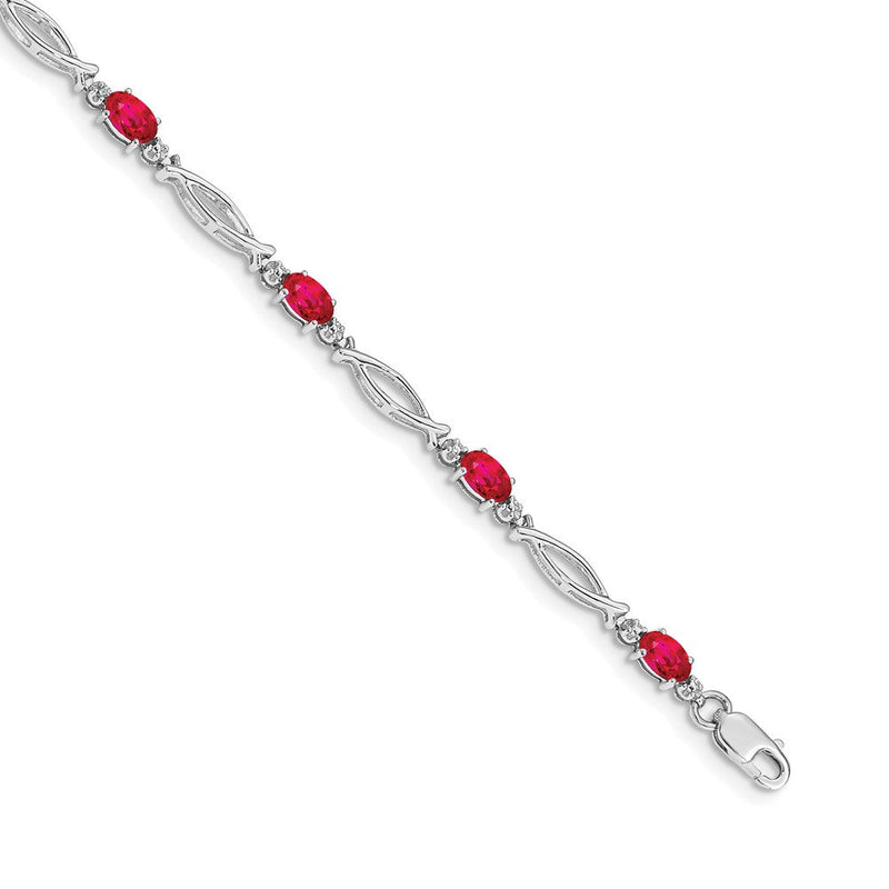 14K Gelbgold Armband mit natürlichen Rubinen und Diamanten